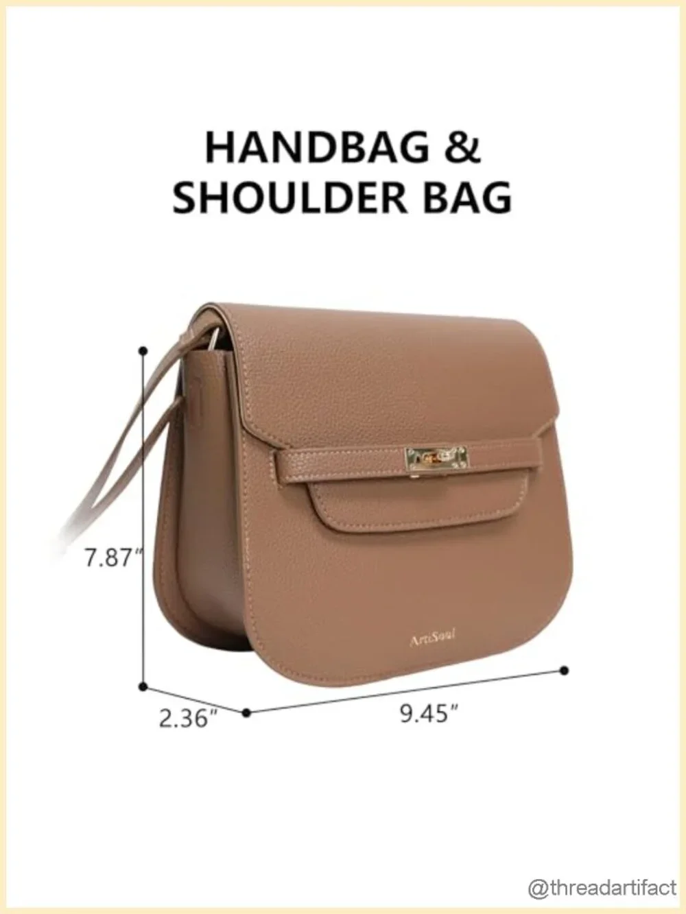 Pebbled Faux Leather Saddle Crossbody Bag with Turn-Lock Closure